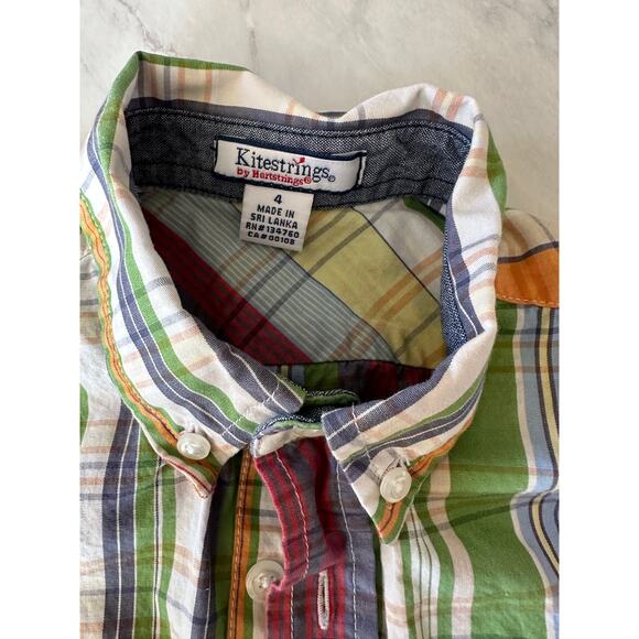 Kitestrings Hartstrings boys button down collar plaid long sleeve shirt sz 4 - Picture 2 of 6